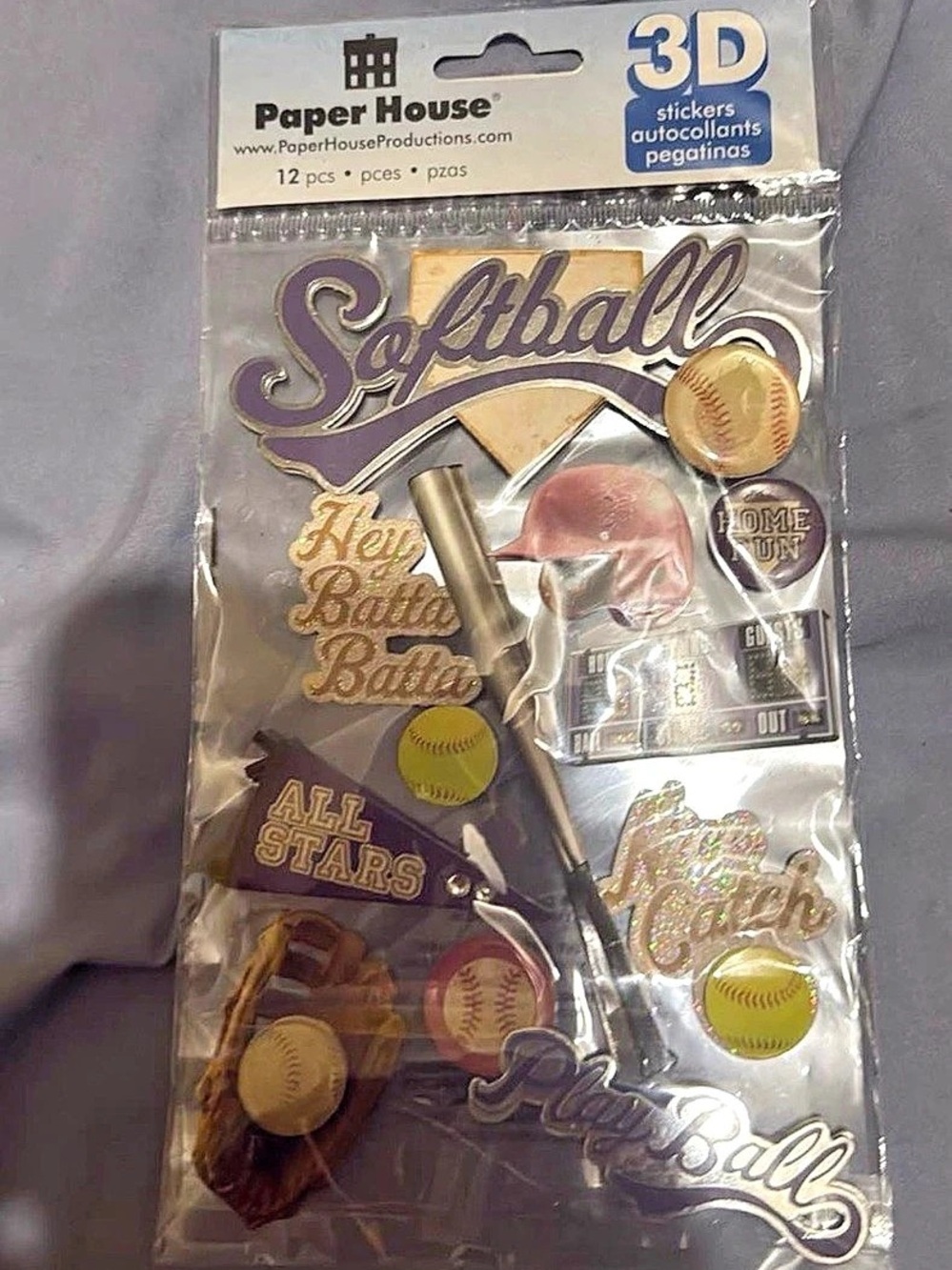 Paper House 3D Softball stickers NWT